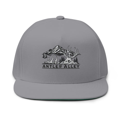 Antler Alley Cabin Logo Flat Bill Cap | Embroidered Snapback Hat