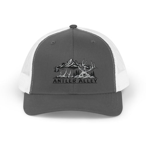 Antler Alley deer and mountain logo Snapback Cap | Trucker hat