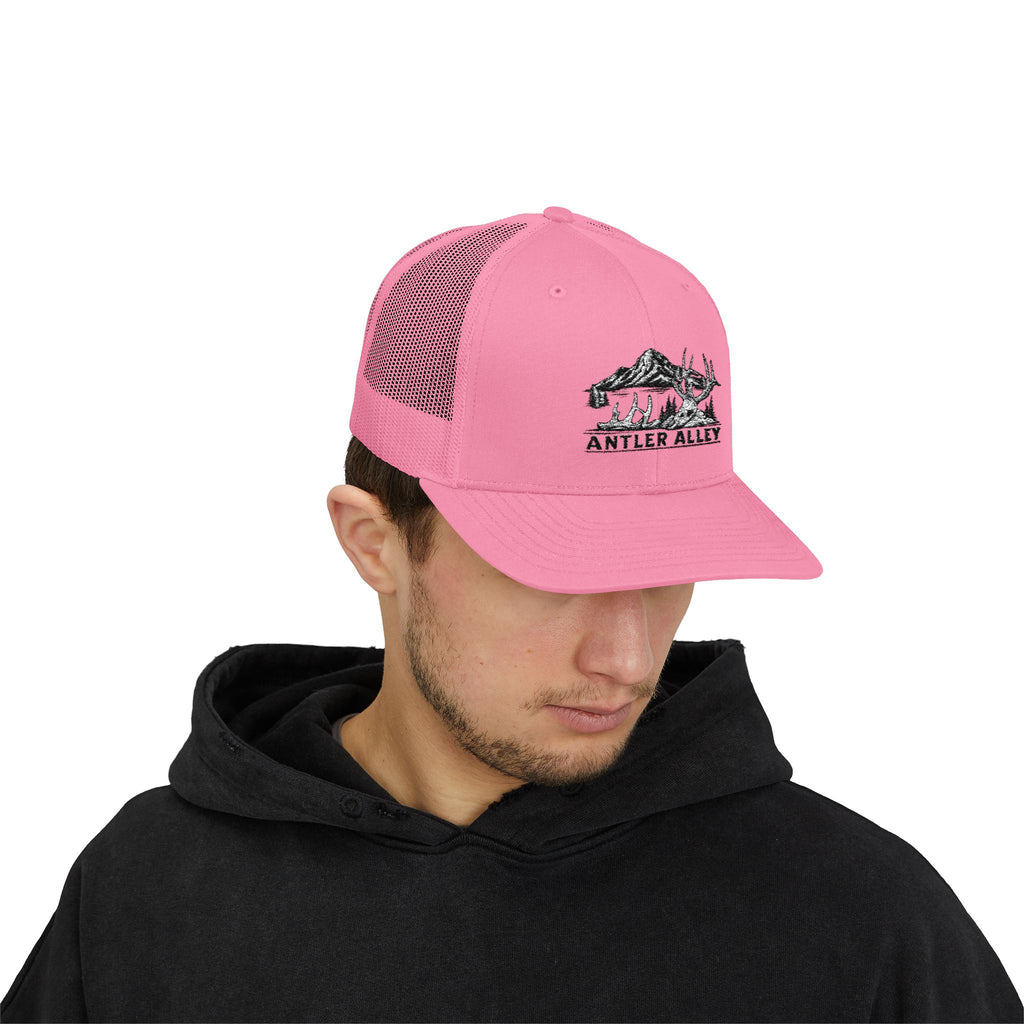 Antler Alley deer and mountain logo Snapback Cap | Trucker hat