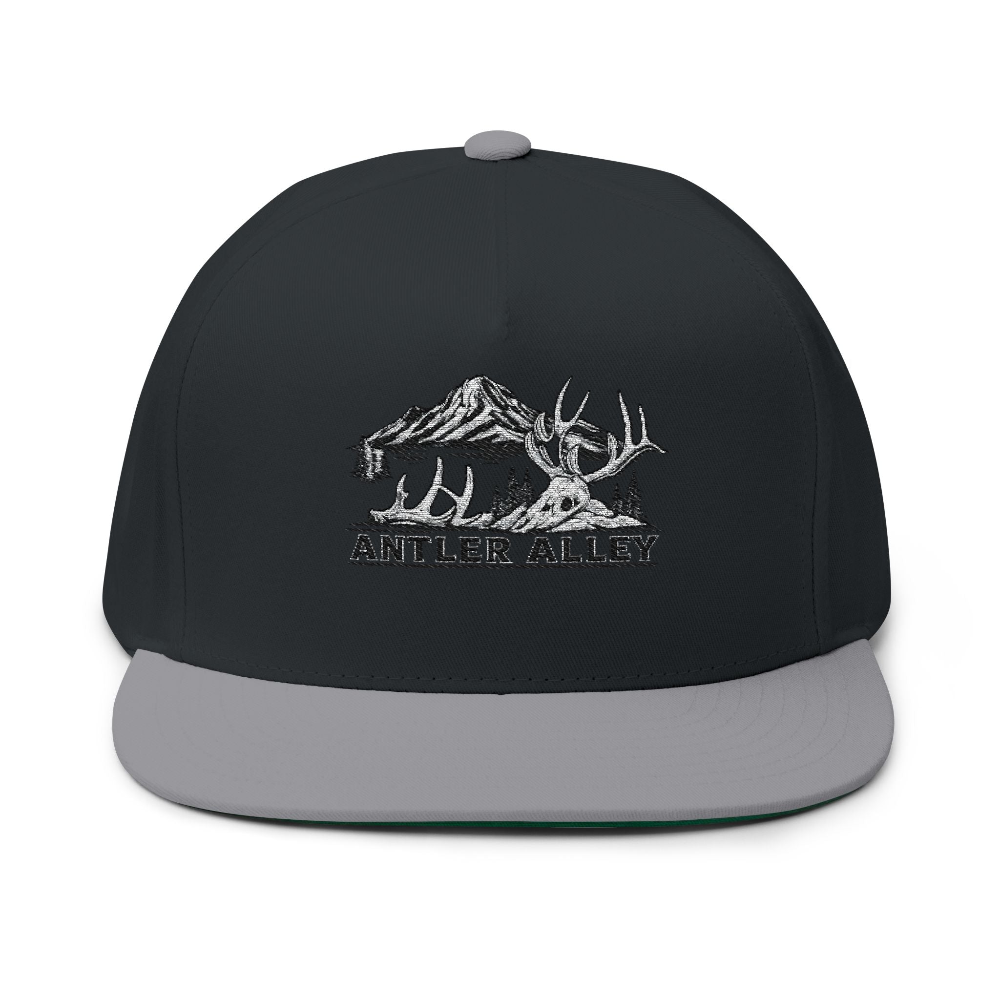 Antler Alley Cabin Logo Flat Bill Cap | Embroidered Snapback Hat