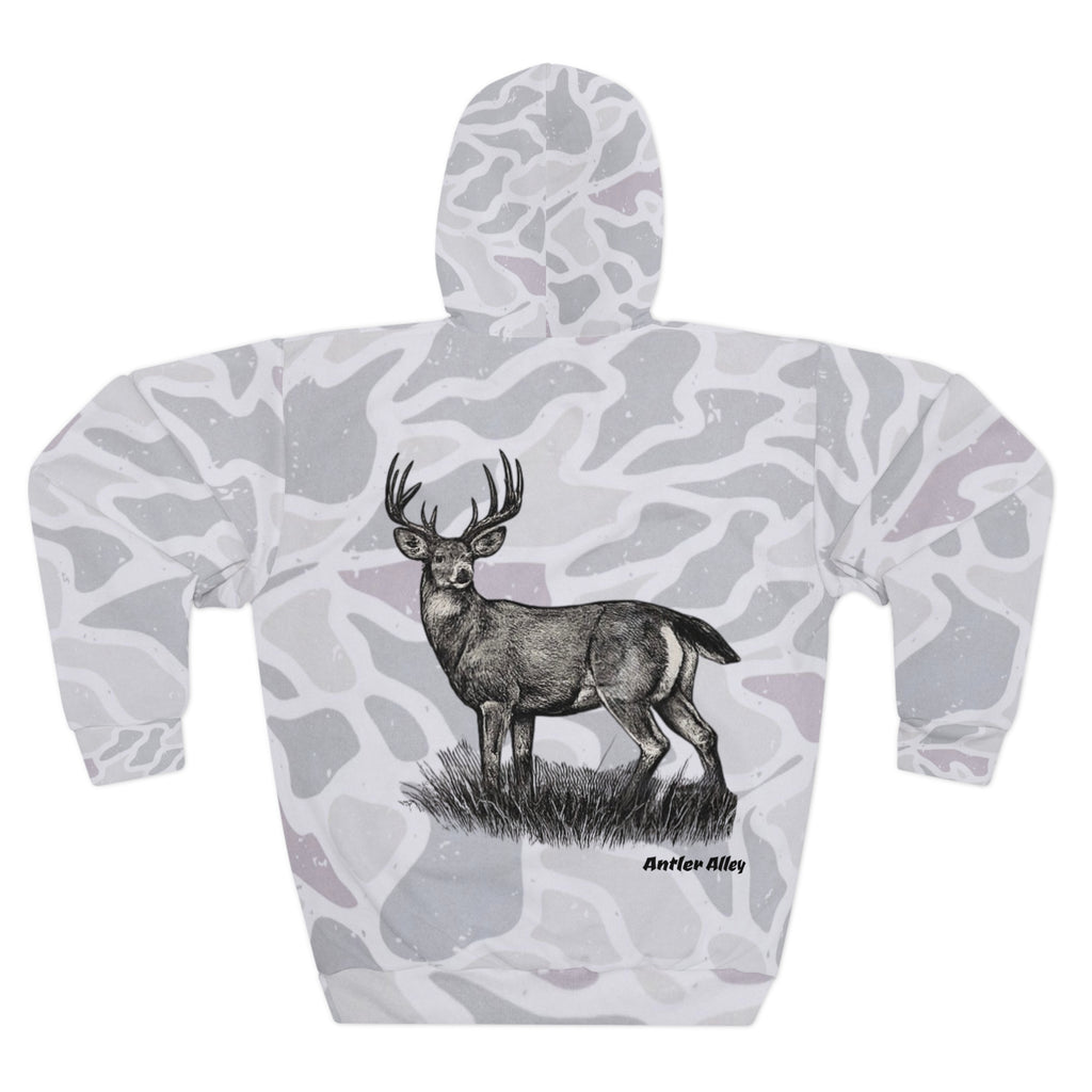 Deer Camouflage Hoodie – Vintage Buck Graphic All-Over Print Pullover