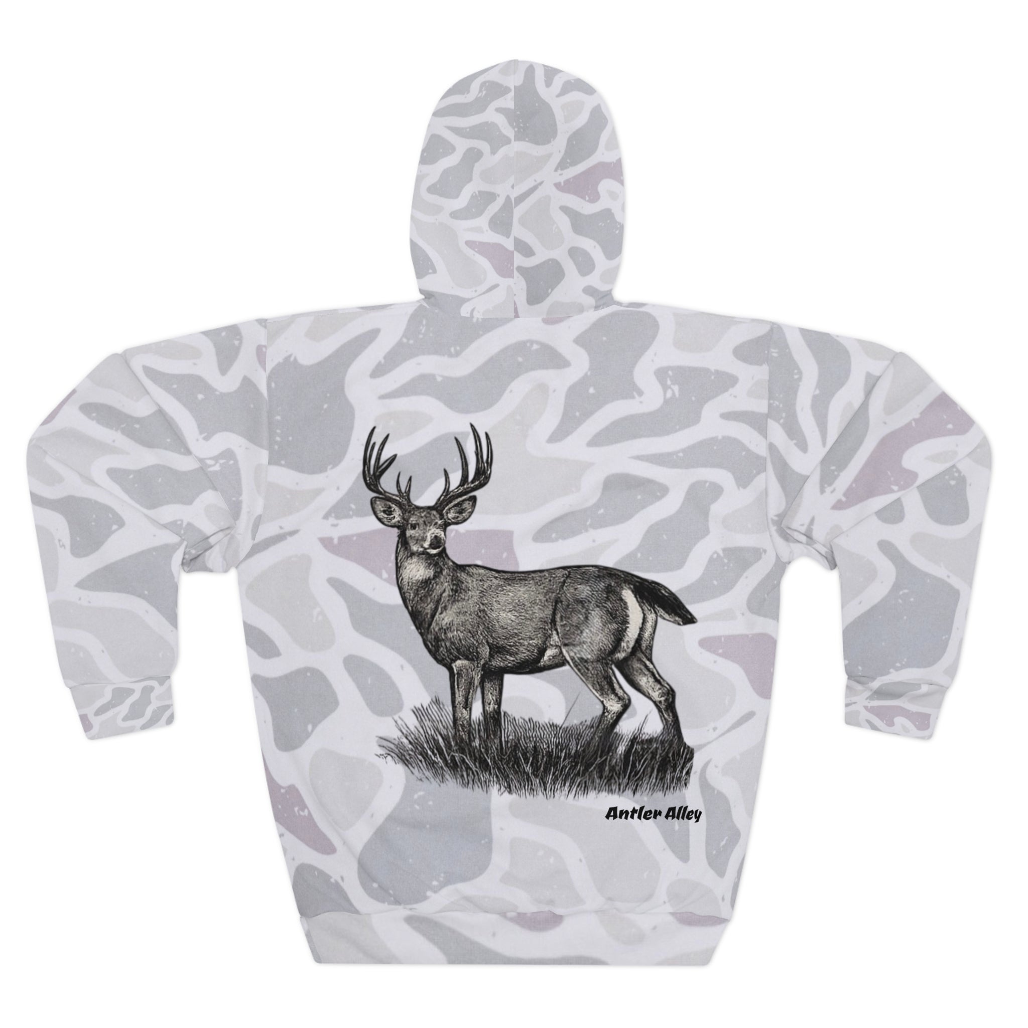 Deer Camouflage Hoodie – Vintage Buck Graphic All-Over Print Pullover
