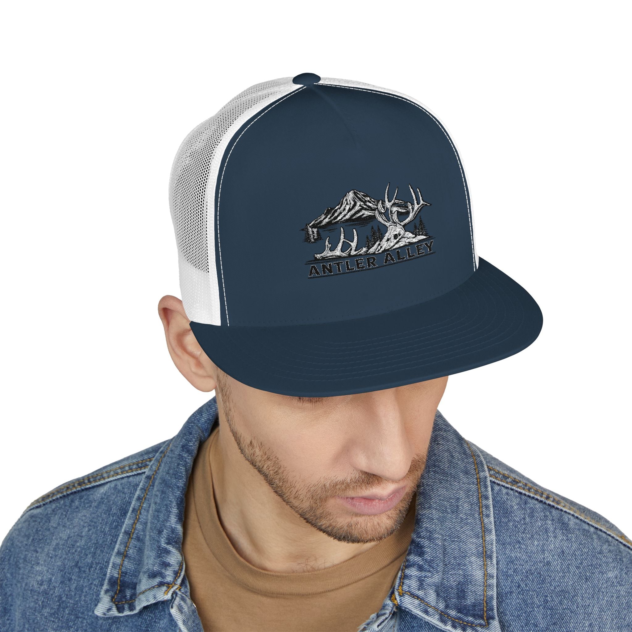 Mountains Embroidered Trucker Cap | Outdoor Hiking Patch