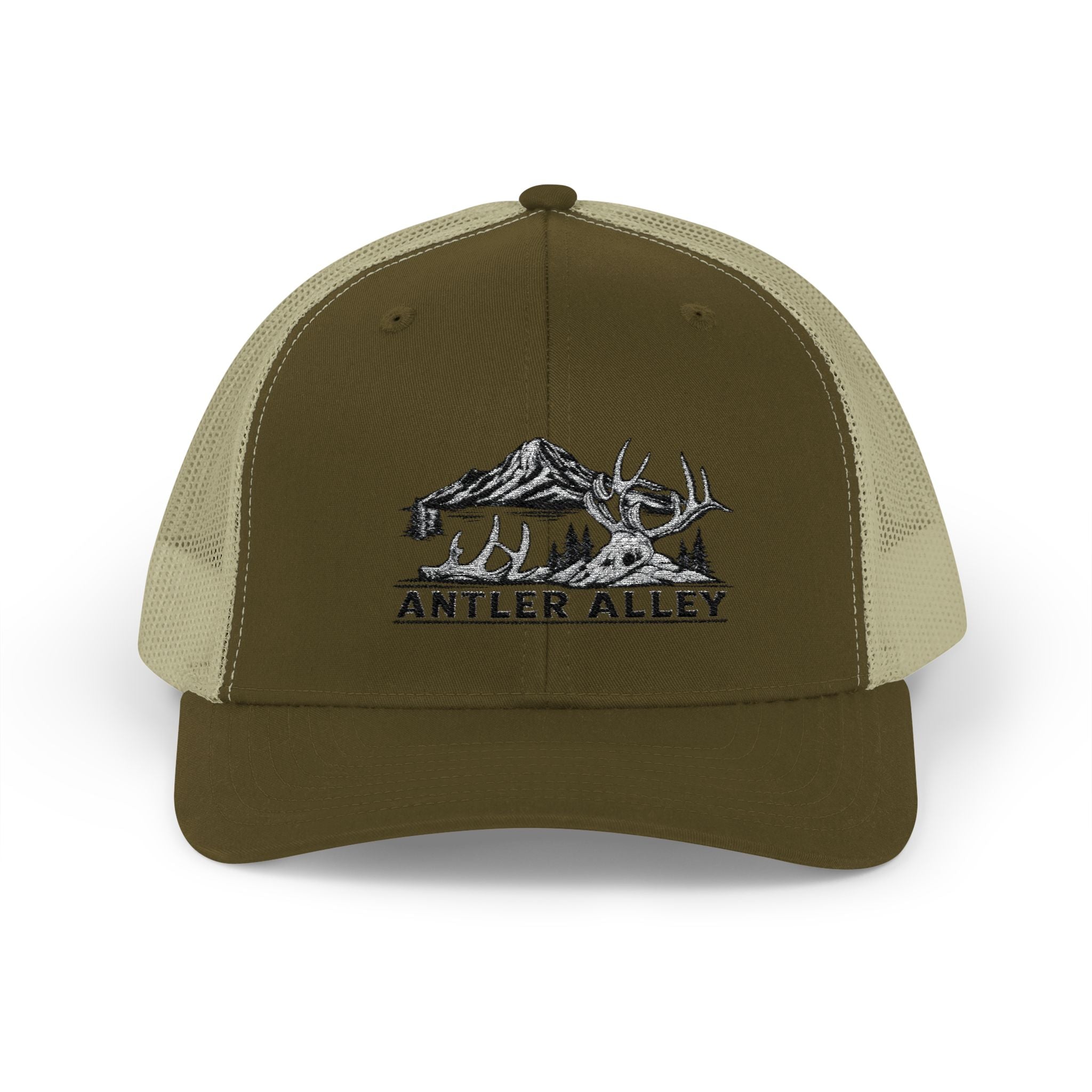 Antler Alley deer and mountain logo Snapback Cap | Trucker hat