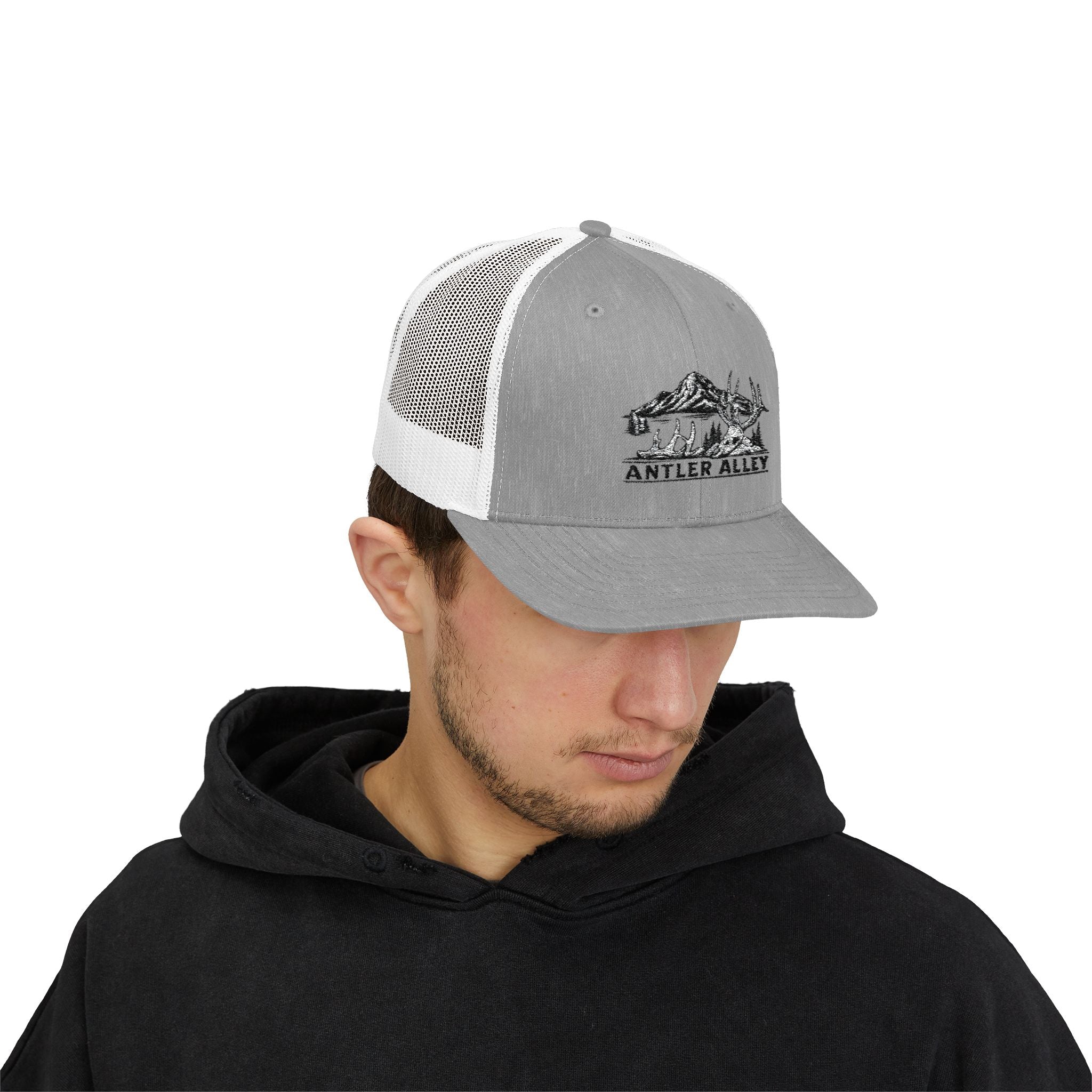 Antler Alley deer and mountain logo Snapback Cap | Trucker hat
