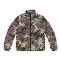 Camo Puffer Jacket — 'Antler Alley' All-Over Print Outdoor Coat