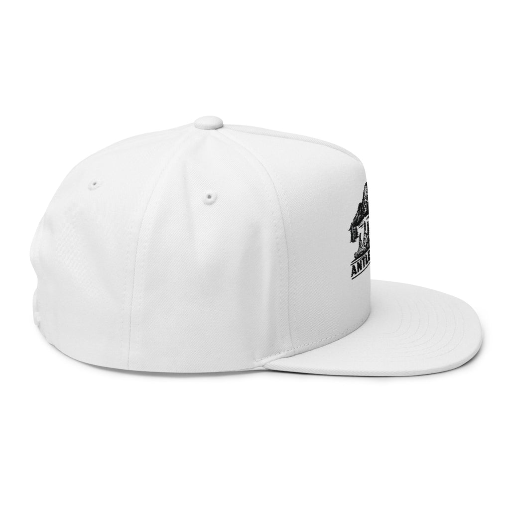 Antler Alley Cabin Logo Flat Bill Cap | Embroidered Snapback Hat