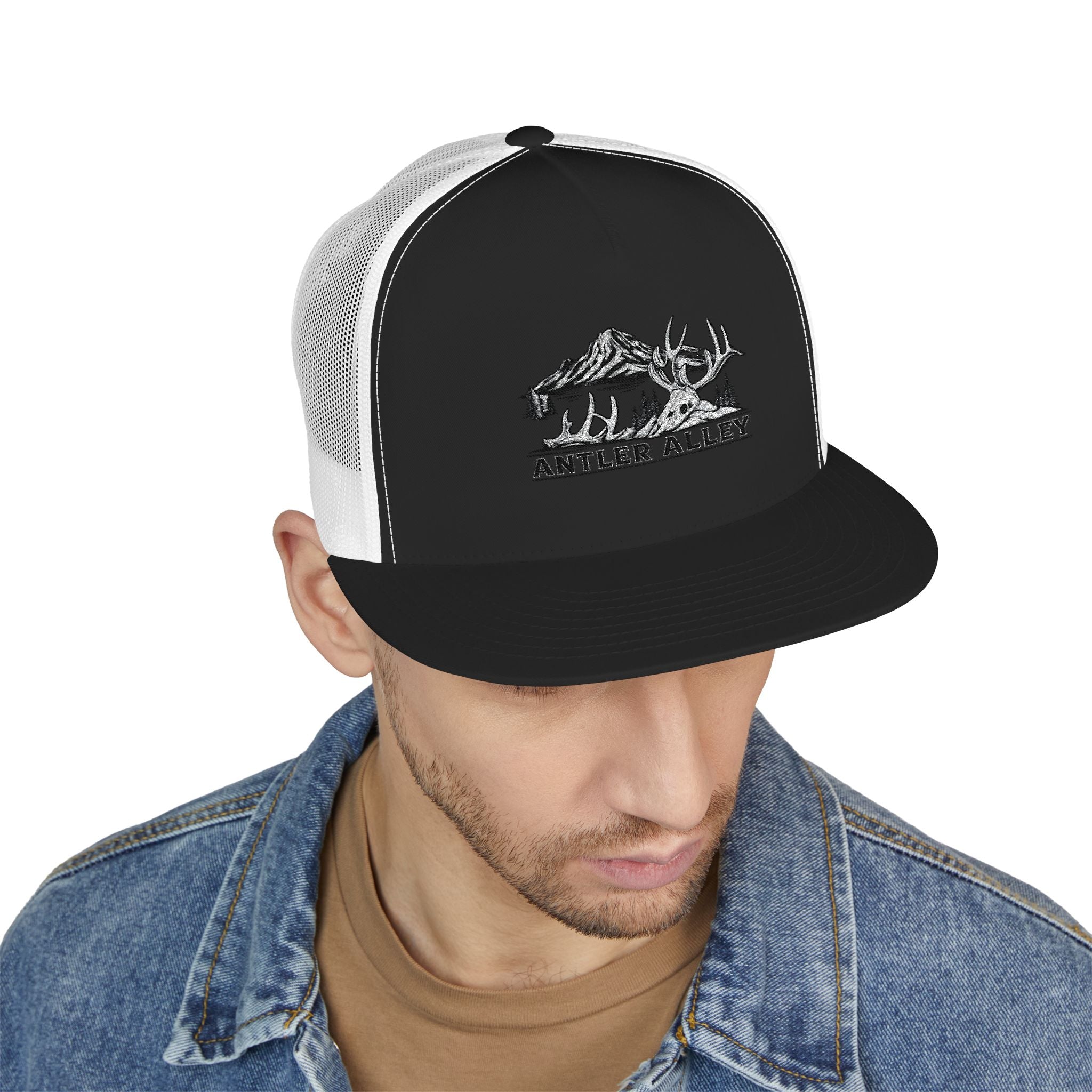Mountains Embroidered Trucker Cap | Outdoor Hiking Patch