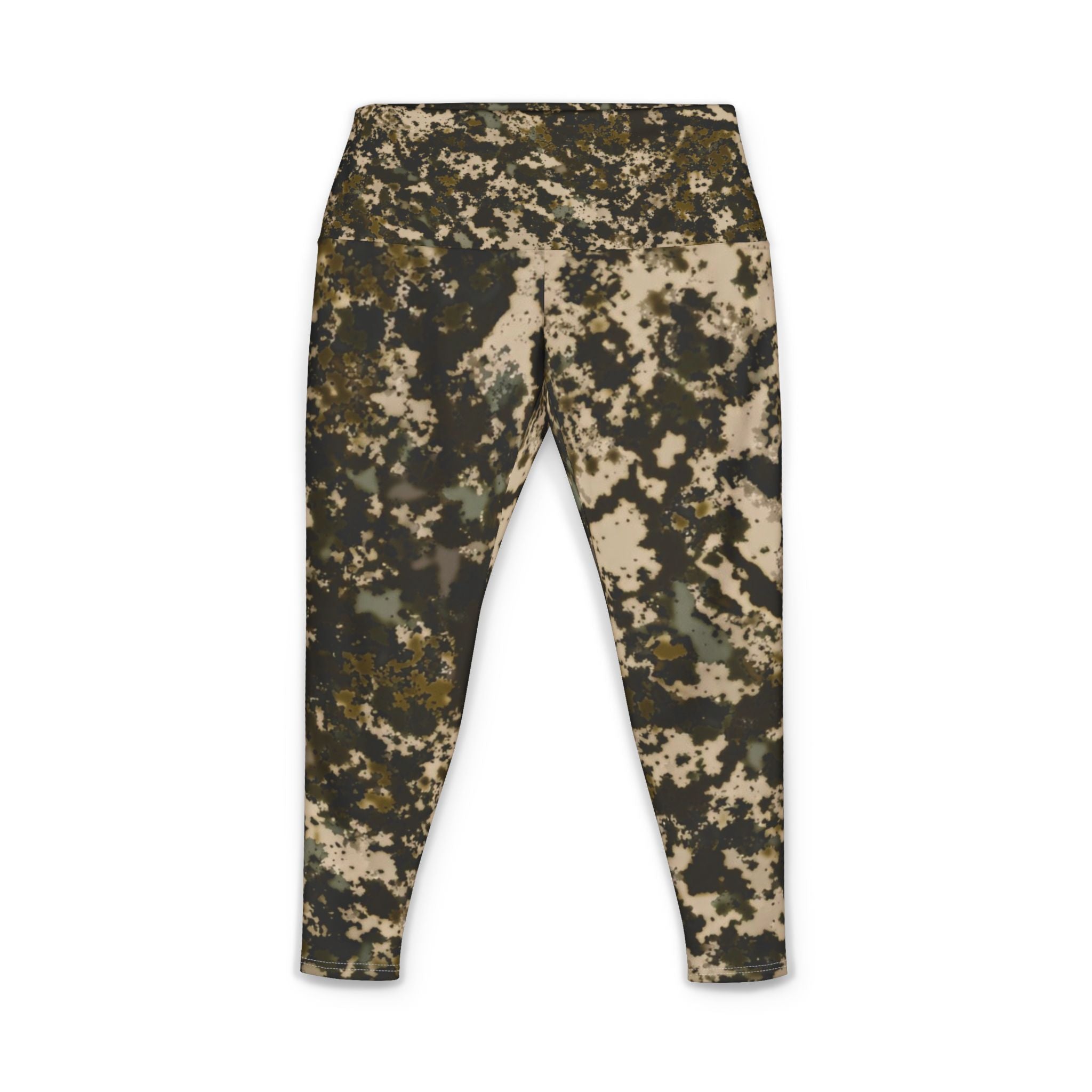 Camo Allover Print Women's Yoga Pants — Olive Green Digital Camouflage Leggings