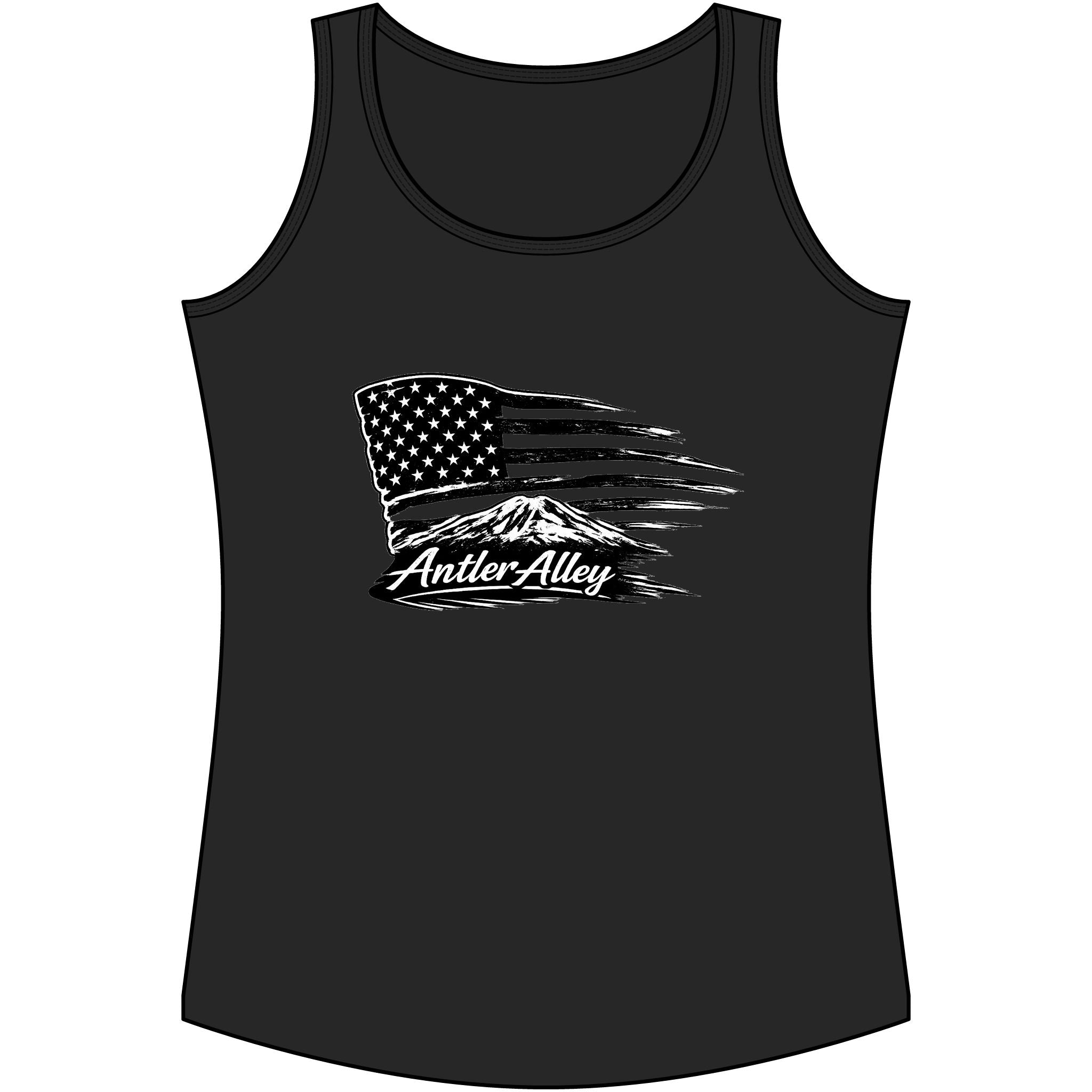Women's Performance Tank Top - American Flag Mountain 'Antler Alley' Graphic