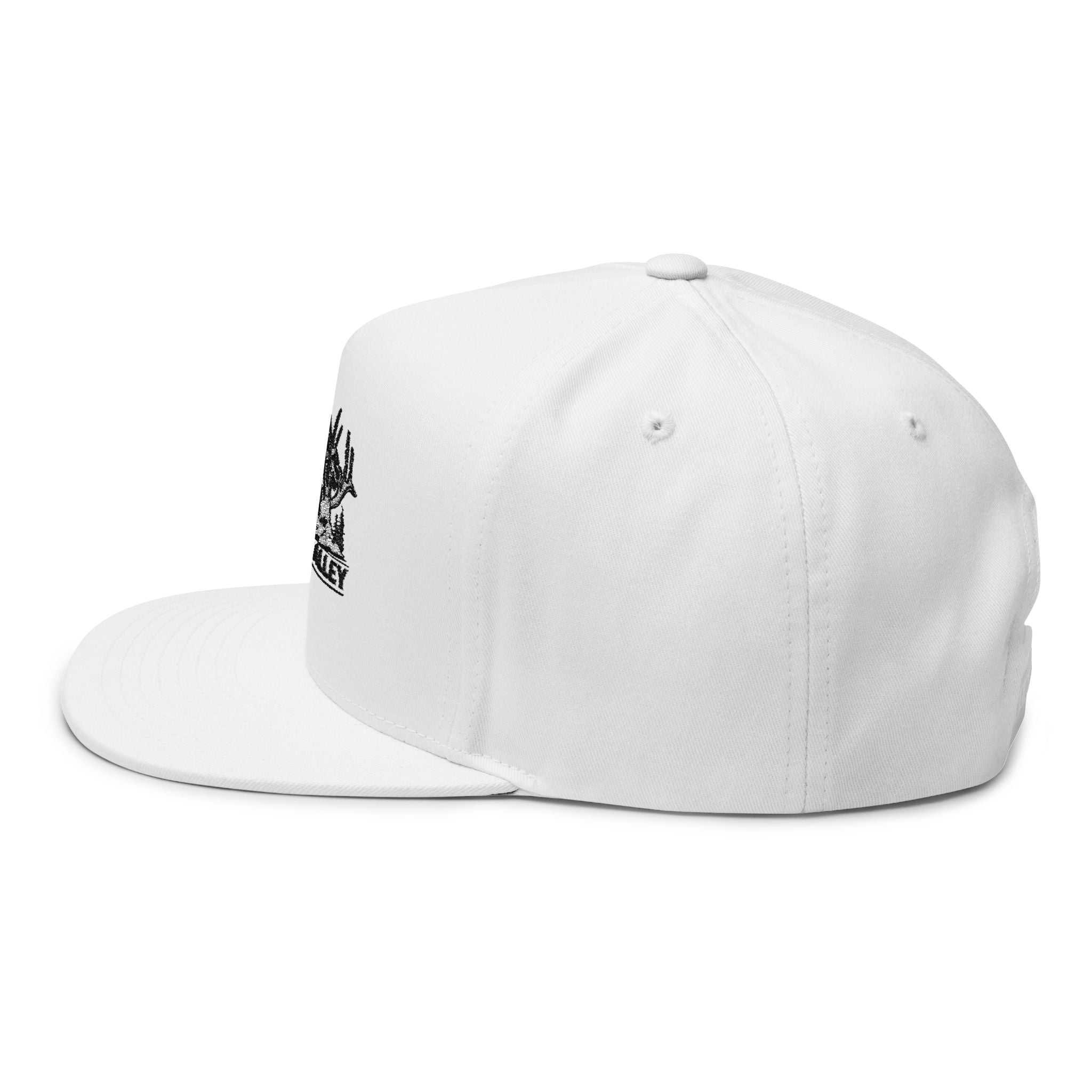 Antler Alley Cabin Logo Flat Bill Cap | Embroidered Snapback Hat