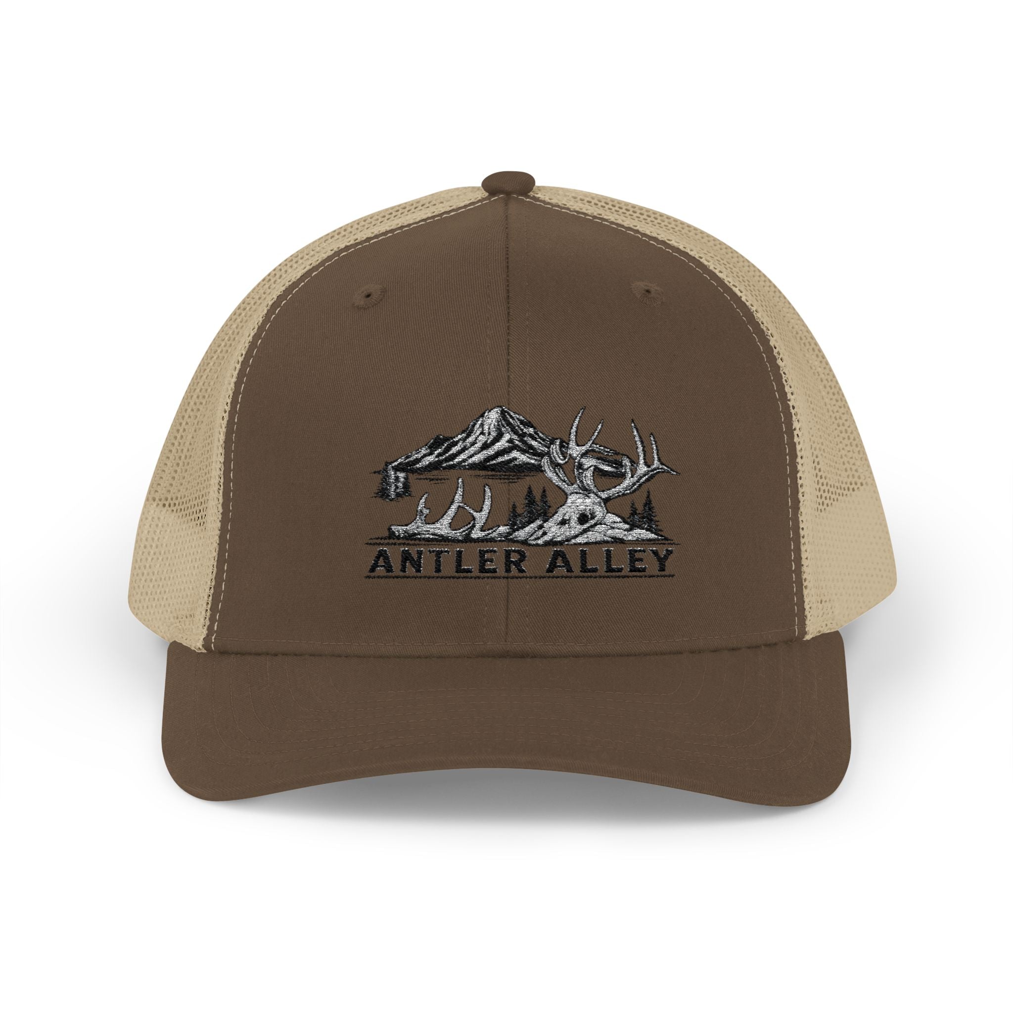 Antler Alley deer and mountain logo Snapback Cap | Trucker hat