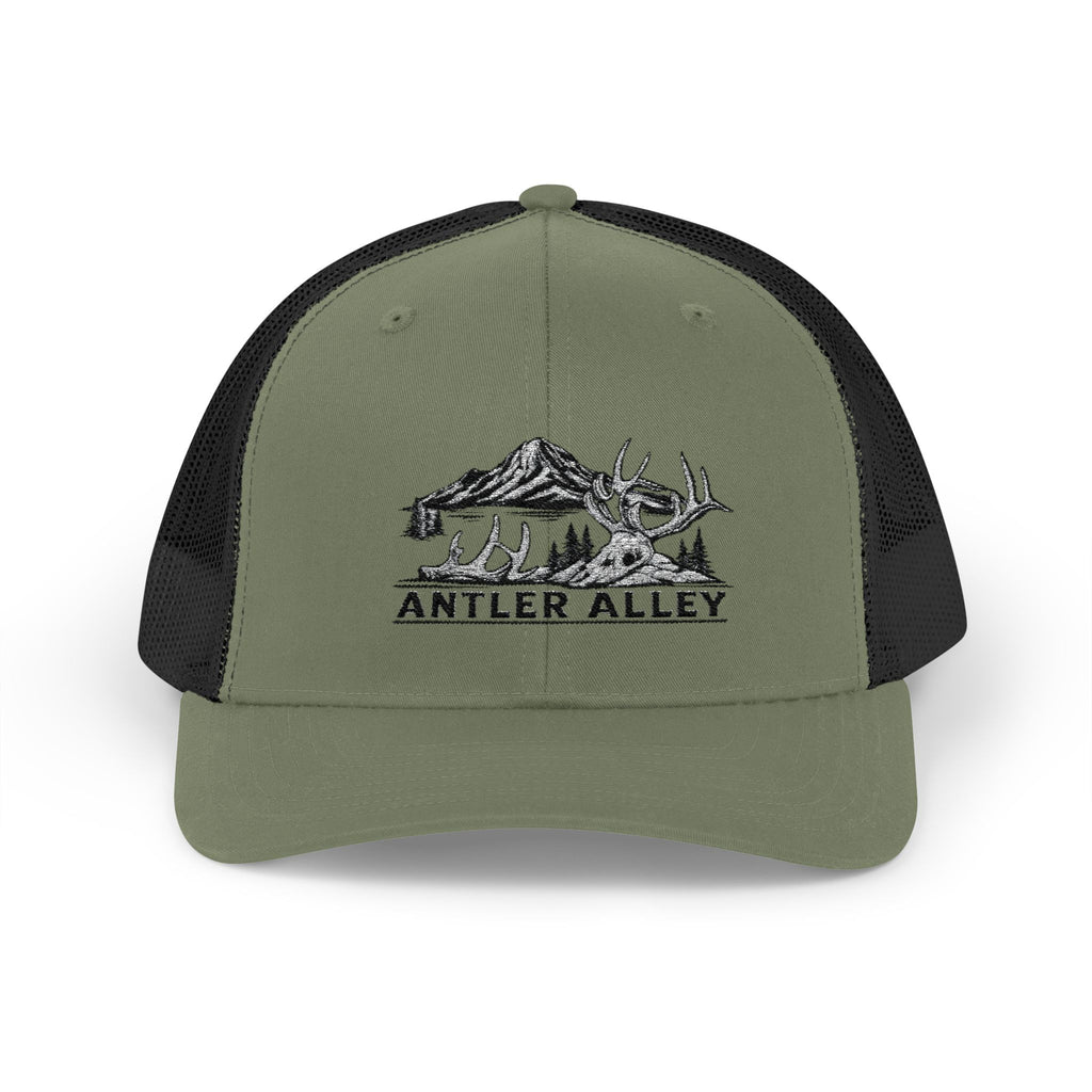 Antler Alley deer and mountain logo Snapback Cap | Trucker hat