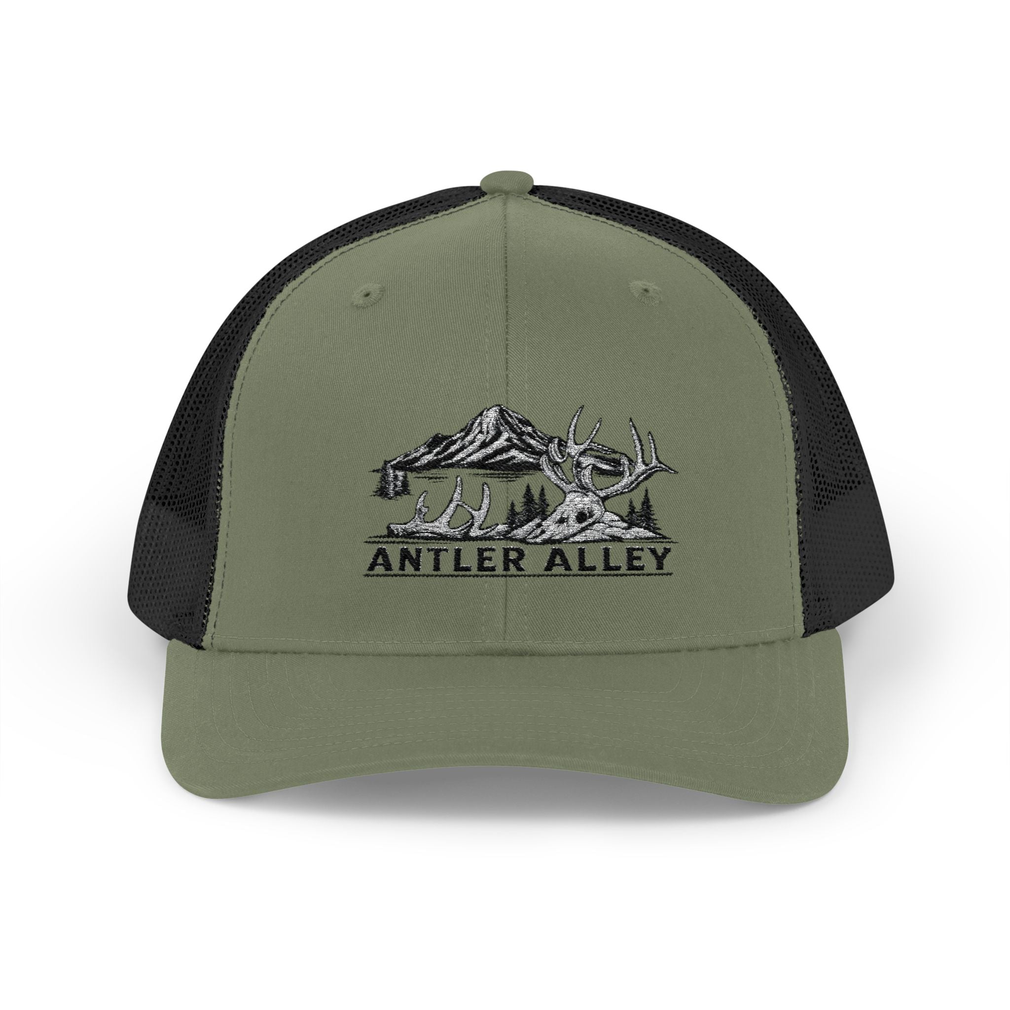 Antler Alley deer and mountain logo Snapback Cap | Trucker hat