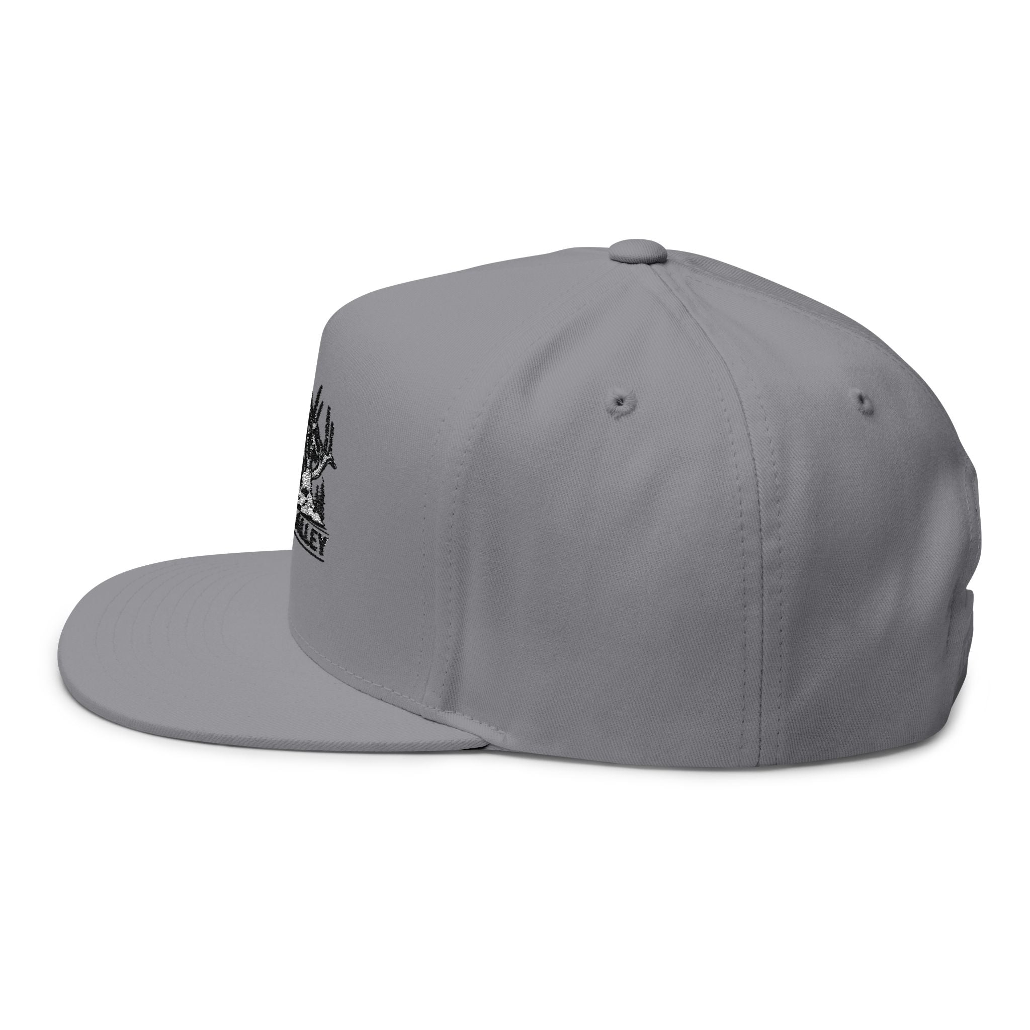 Antler Alley Cabin Logo Flat Bill Cap | Embroidered Snapback Hat