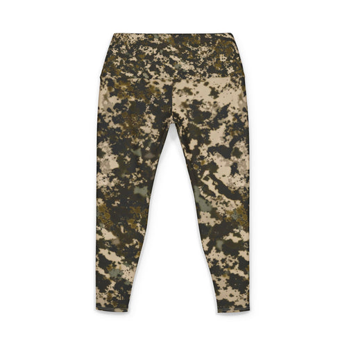 Camo Allover Print Women's Yoga Pants — Olive Green Digital Camouflage Leggings