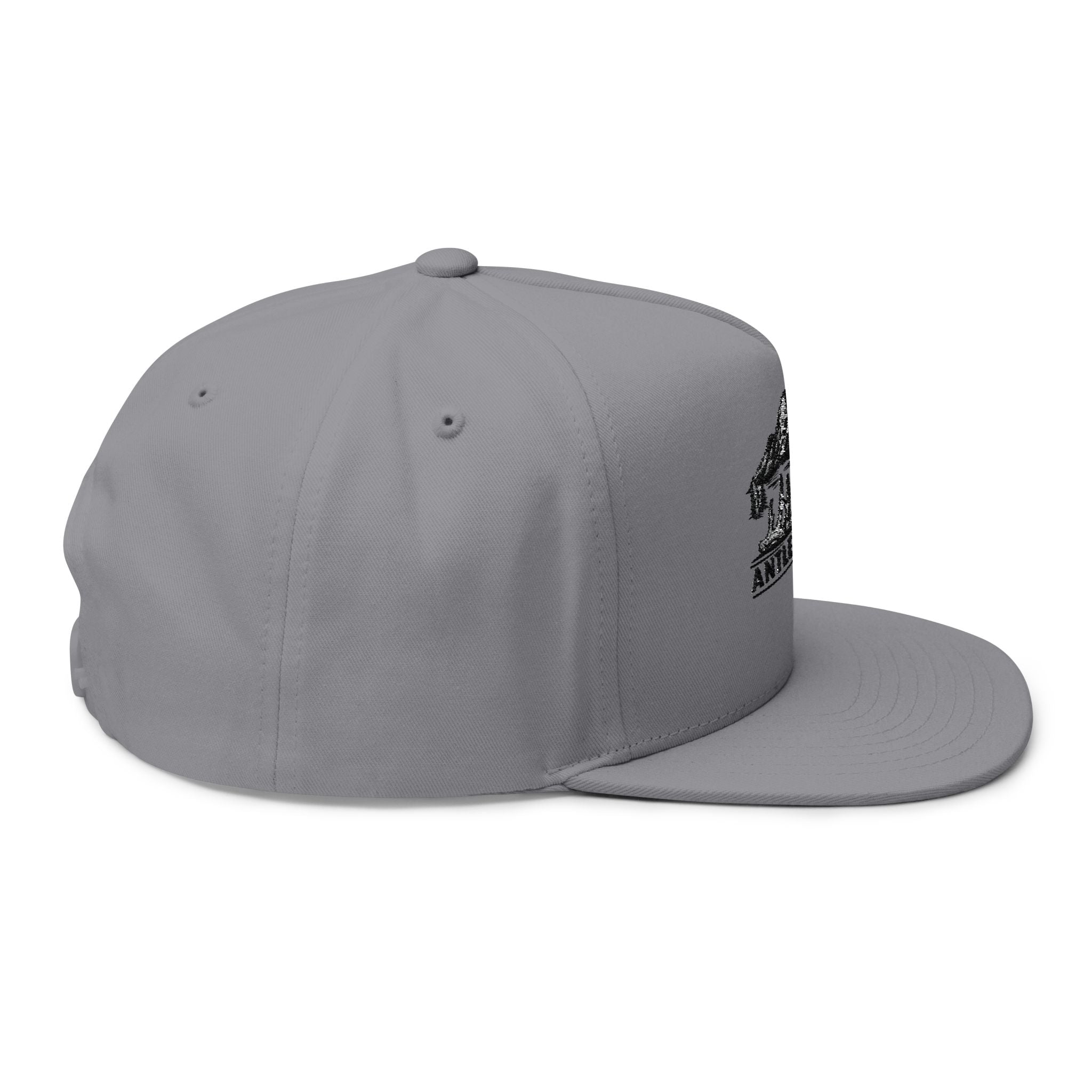Antler Alley Cabin Logo Flat Bill Cap | Embroidered Snapback Hat