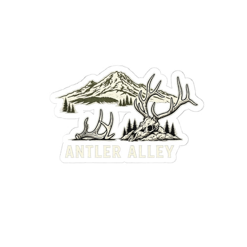Antler Alley Deer Skull Mountain Sticker | Kiss-Cut Vinyl Decal